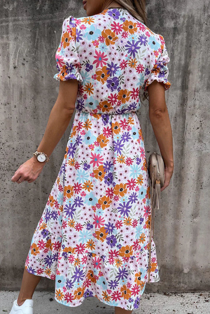 Maxi-Kleid Rosea Floral mit V-Ausschnitt
