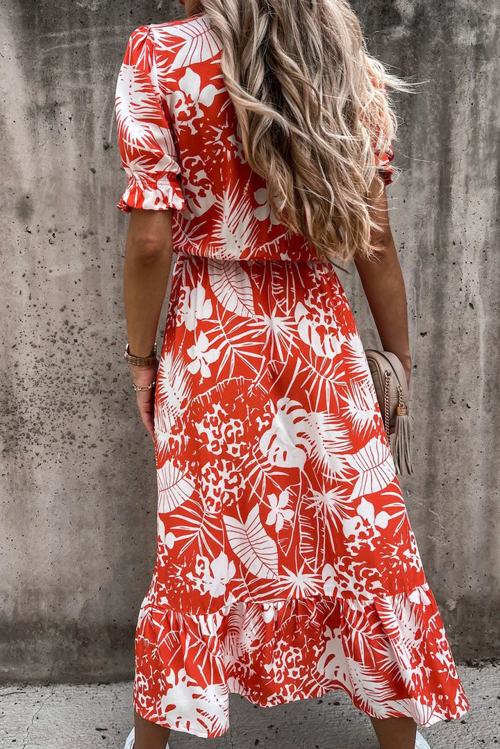 Maxi-Kleid Rosea Floral mit V-Ausschnitt
