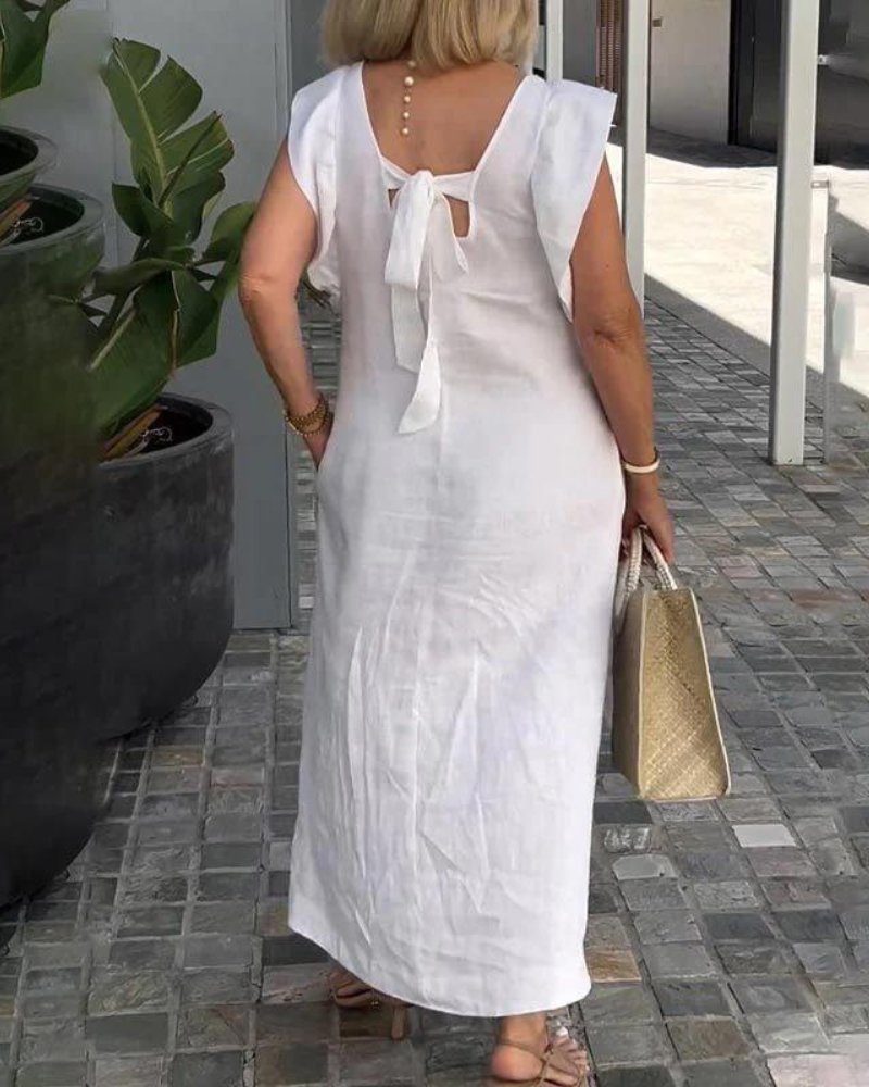 Lena | Elegantes ärmelloses Kleid aus Baumwoll-Leinen