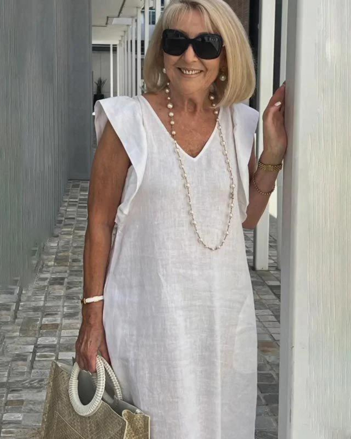 Lena | Elegantes ärmelloses Kleid aus Baumwoll-Leinen