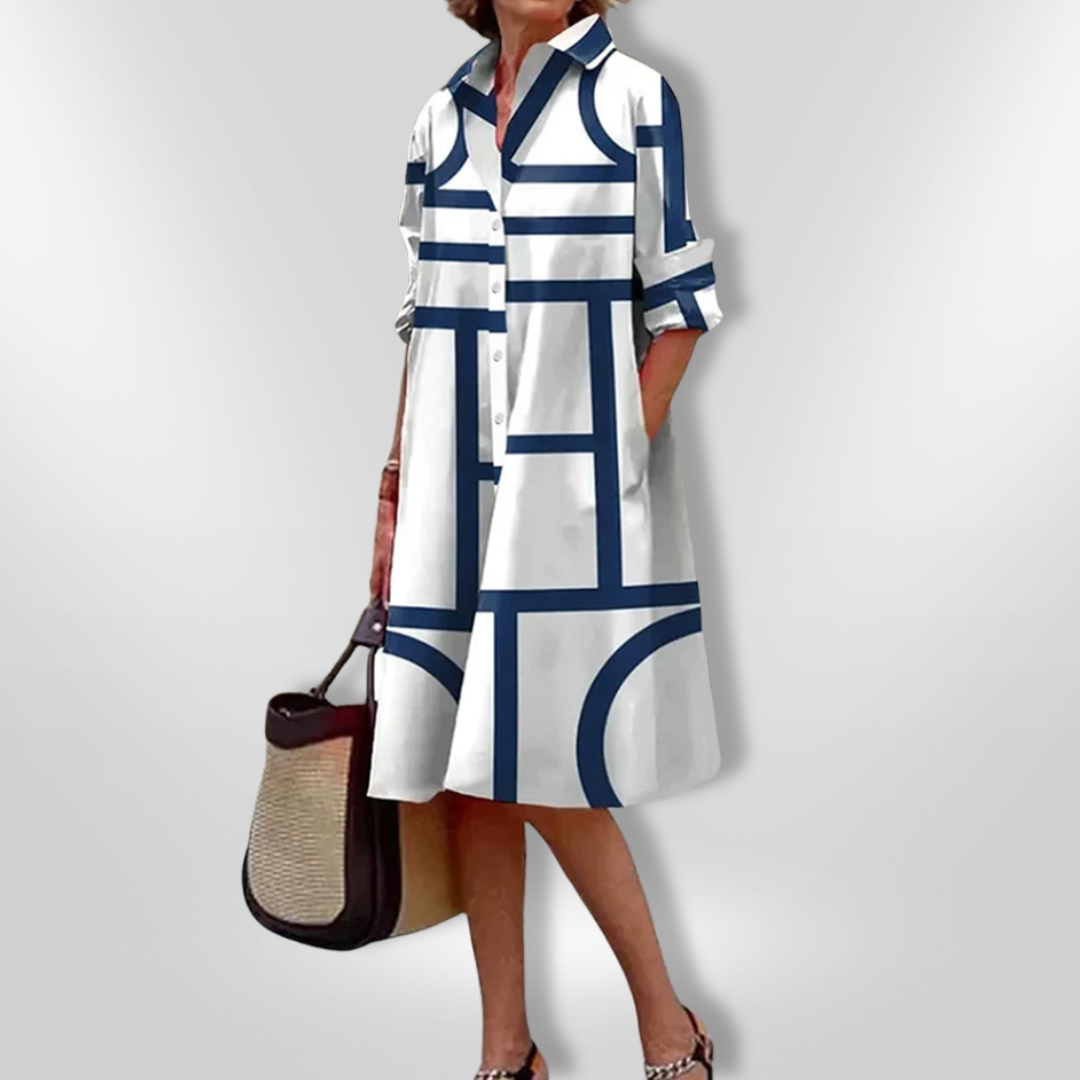 Helena | Midikleid mit geometrischem Muster