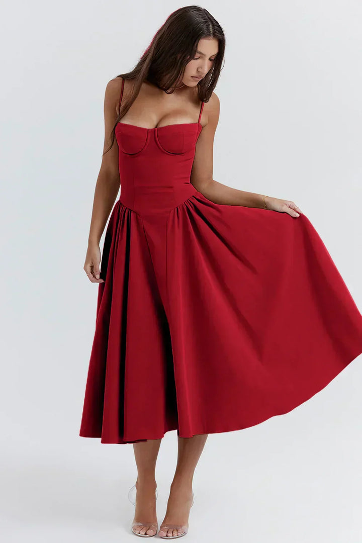 Ellie | Ärmelloses Korsett-Midikleid