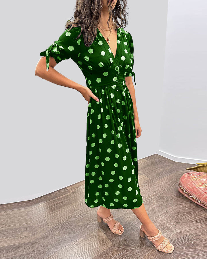 Mina™ | V-Ausschnitt-Kleid mit Punkten