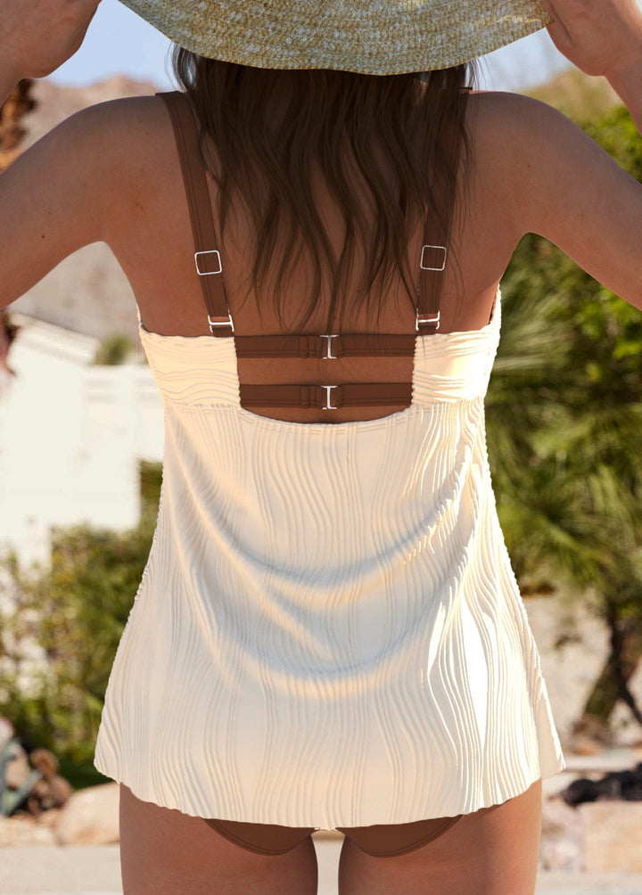 Schickes graues Tankinitop mit Criss-Cross- und Jacquard-Details | Letzter Tag 80% Rabatt!