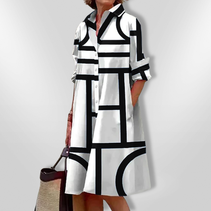 Helena | Midikleid mit geometrischem Muster