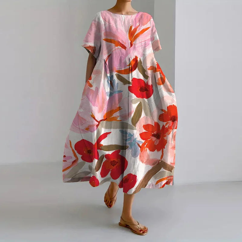 LEA - Blumenprint V-Ausschnitt Kleid