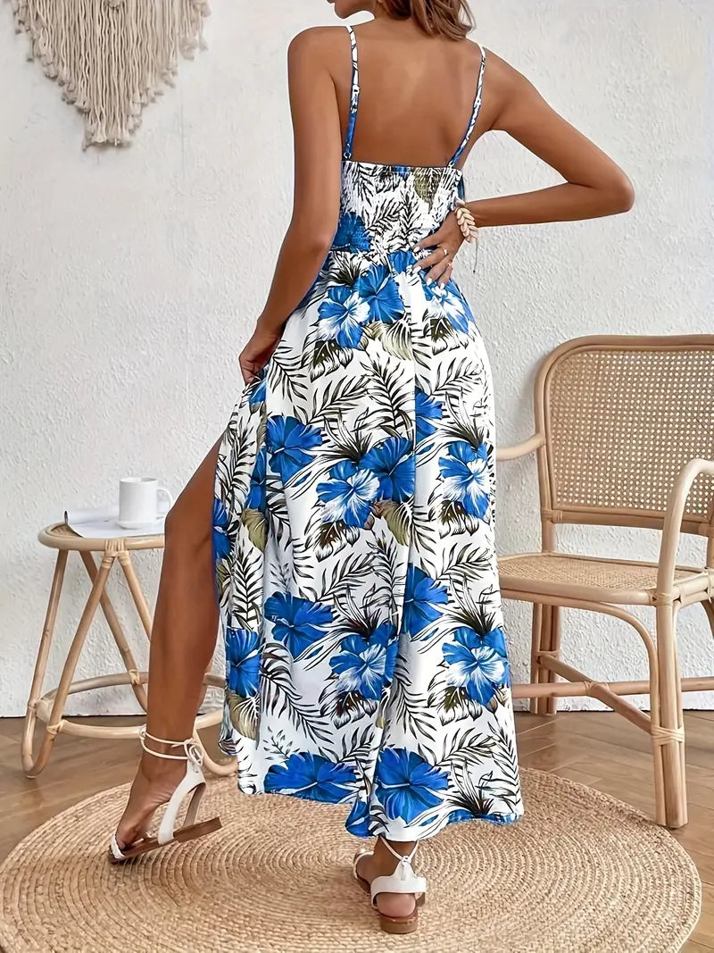 Isabelle | Sommerliches Maxikleid mit Blumenprint & Spitzendetail