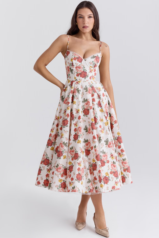 Luce - Satin-Tüll-Midikleid