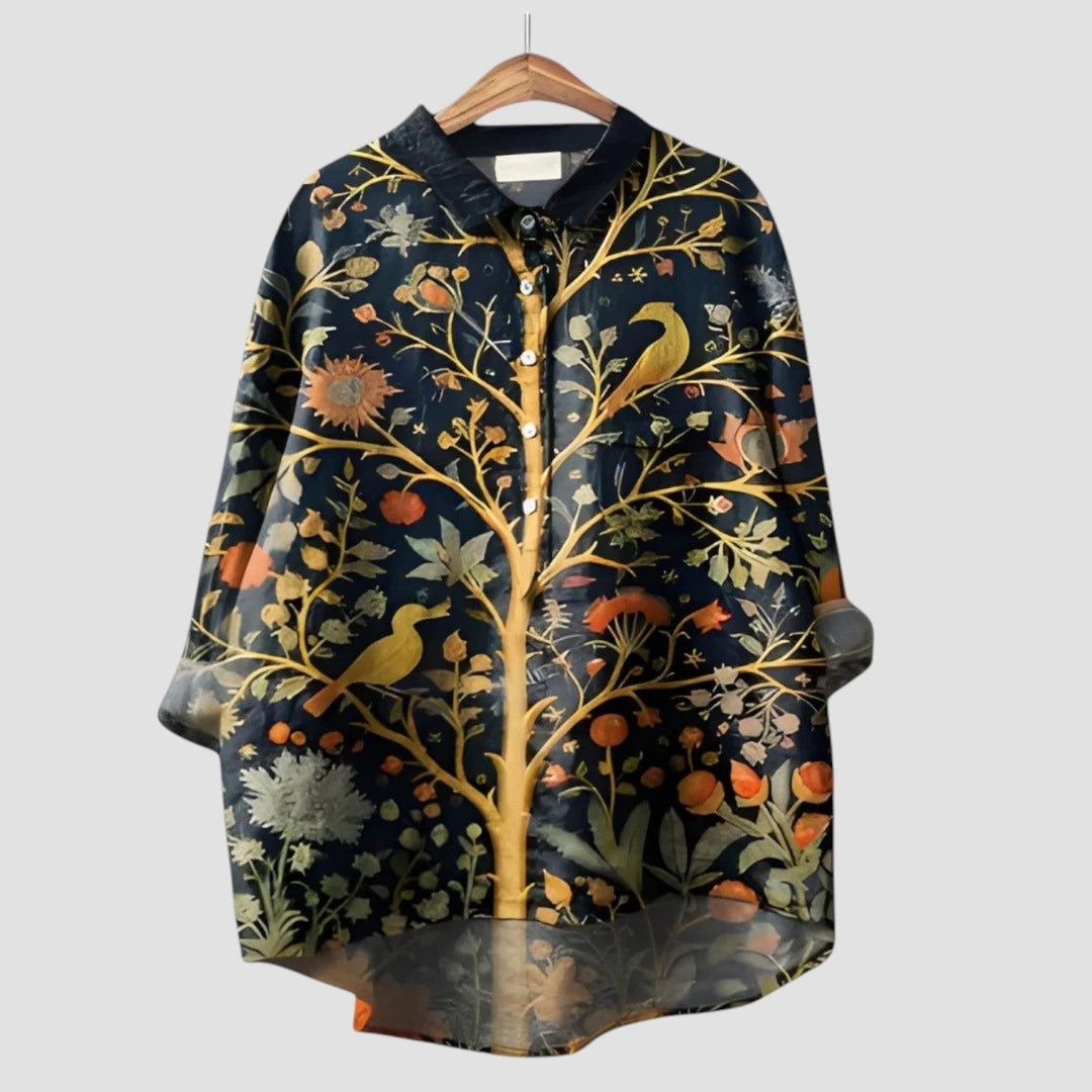 ALMA | Oversize-Bluse mit Zauberwald-Druck