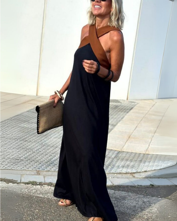 SIENNA | Elegantes Kleid mit offener Rückseite und modischem Wickelkragen