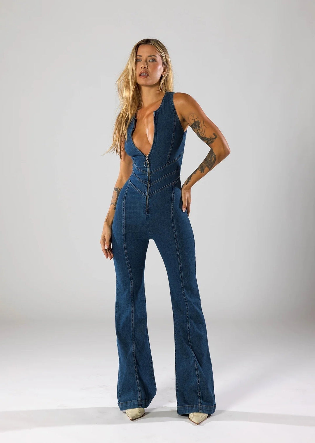 Lysira | Jean Heart Jumpsuit