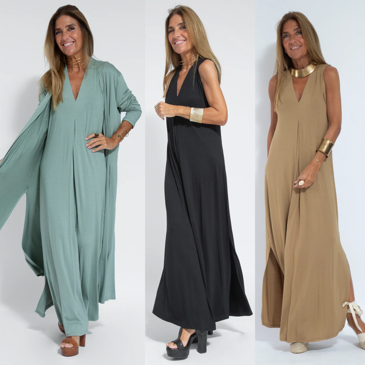 Solana - Ensemble bestehend aus einem langen, figurformenden Kleid und einer Weste