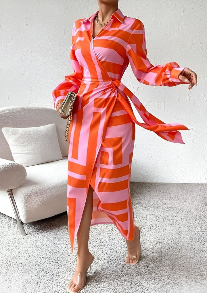 Olivia – Bedrucktes Taillenkurzes Hemdblusenkleid