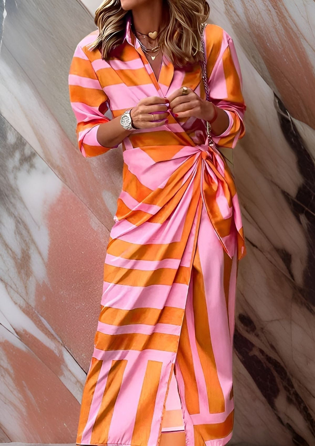 Olivia – Bedrucktes Taillenkurzes Hemdblusenkleid