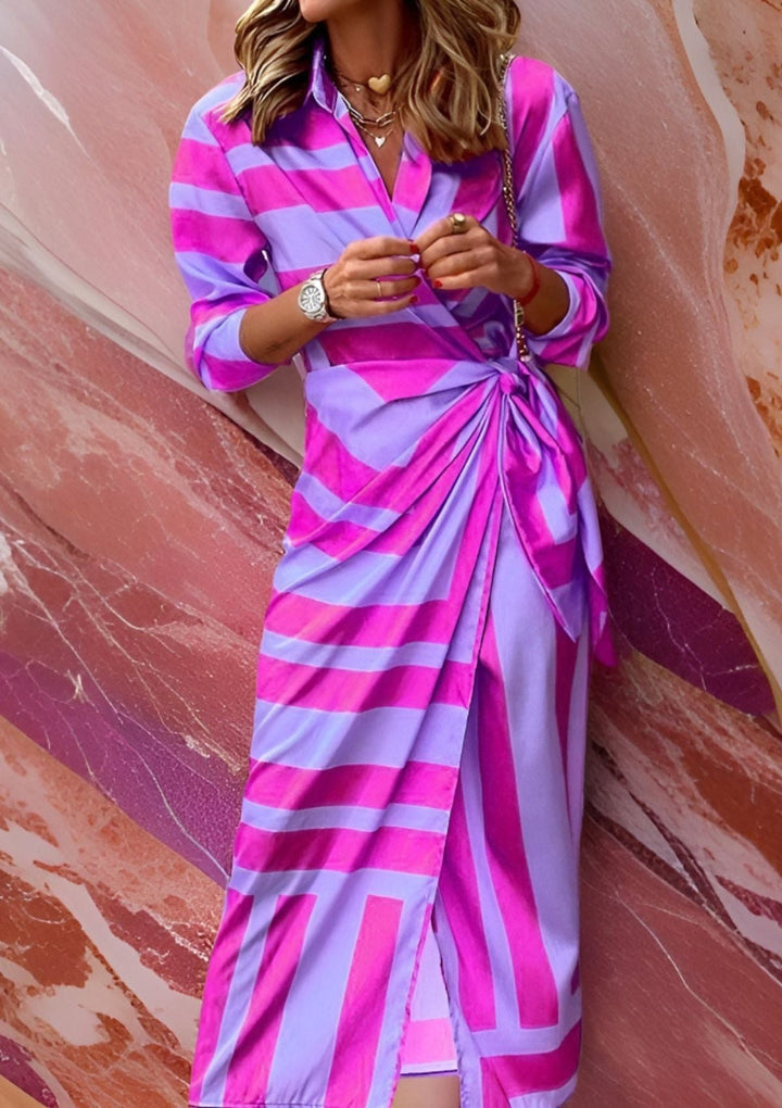 Olivia – Bedrucktes Taillenkurzes Hemdblusenkleid