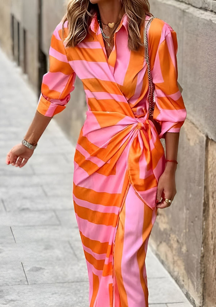 Olivia – Bedrucktes Taillenkurzes Hemdblusenkleid