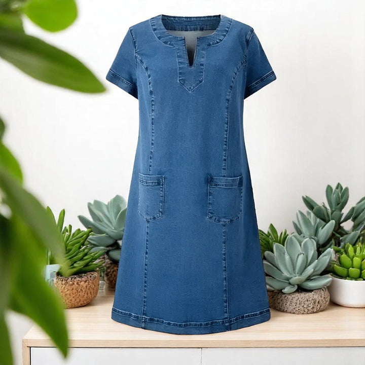 Juliet | Weiches Jeanskleid mit Fronttaschen