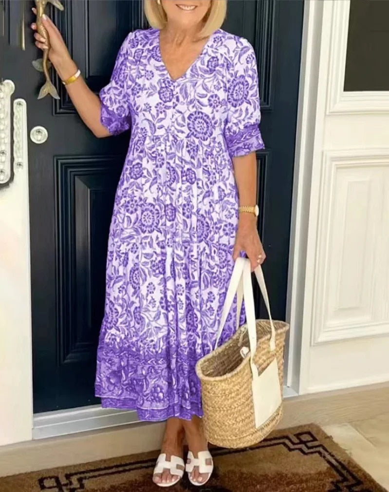 ARIA™ - Elegantes Blumen-Kleid mit V-Ausschnitt