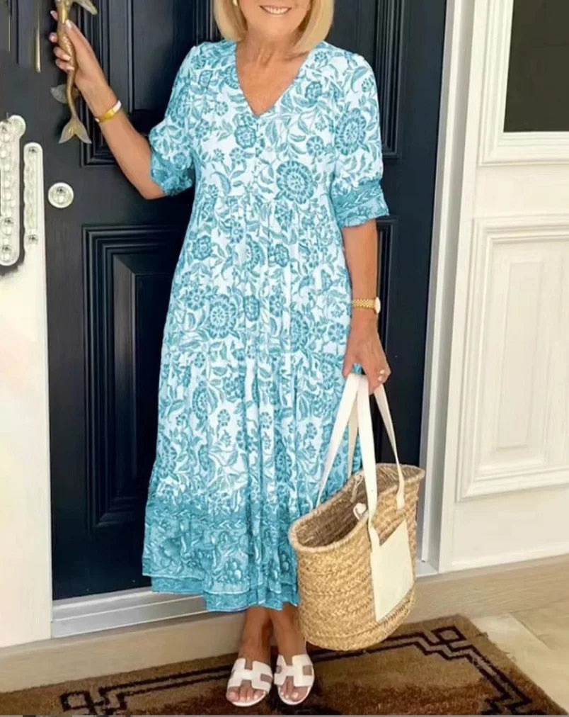 ARIA™ - Elegantes Blumen-Kleid mit V-Ausschnitt