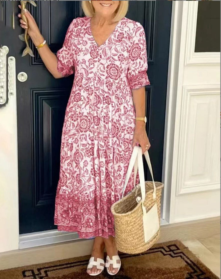 ARIA™ - Elegantes Blumen-Kleid mit V-Ausschnitt