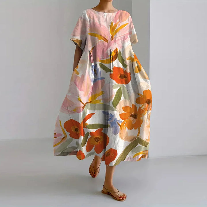 LEA - Blumenprint V-Ausschnitt Kleid