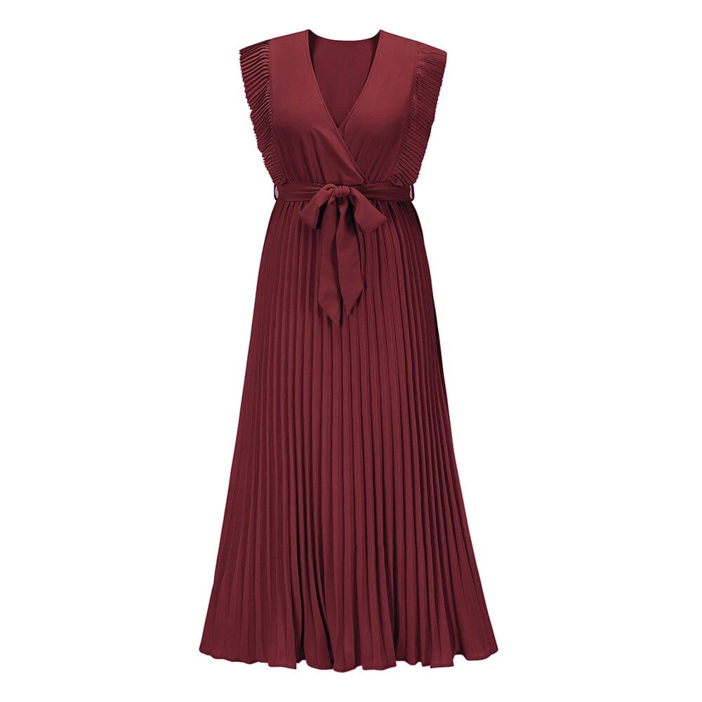 Elena™ Dunkel Rote Bohemische Feierliche Kleid Mit V-Ausschnitt
