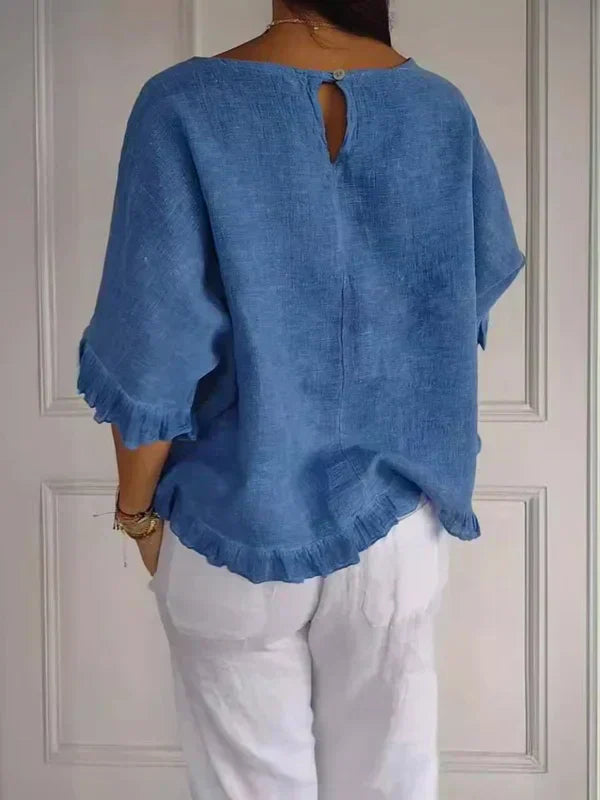 Lena | Baumwoll-Spitzenbluse mit Rüschen