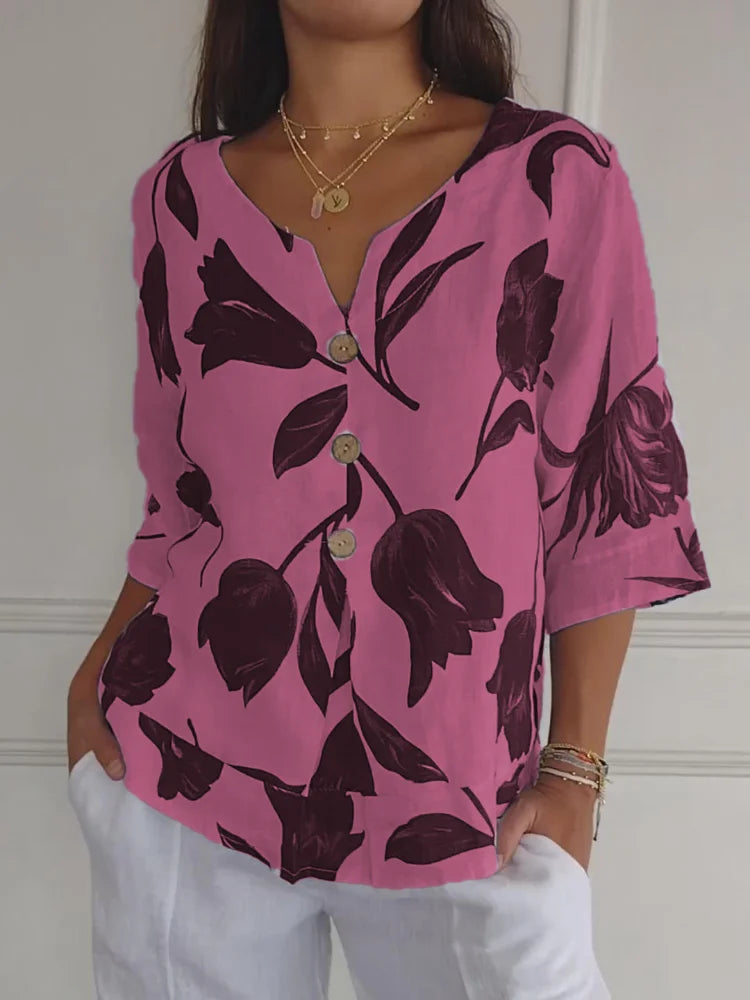 Sanne™ | Blumige Bluse mit Knöpfen