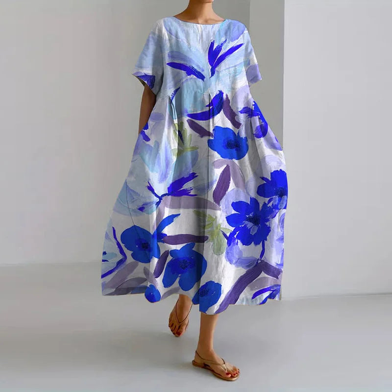LEA - Blumenprint V-Ausschnitt Kleid