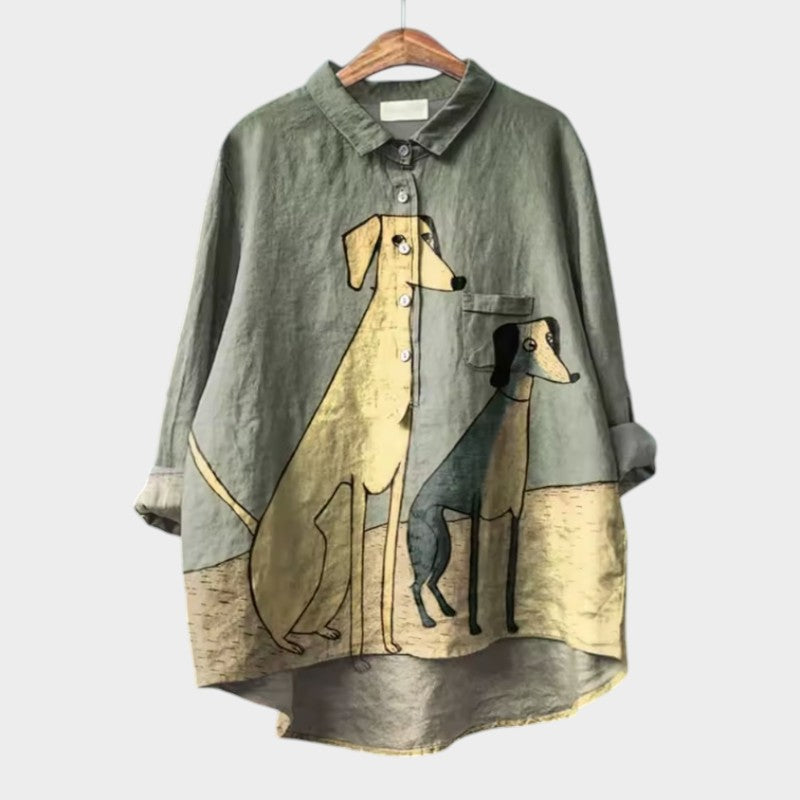 PALMIRA | Oversized Hemd mit Hundemotiv und Alltagskomfort für einen lockeren Look