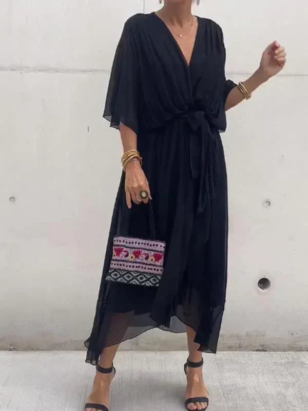 GINEVRA | Langes elegantes Kleid mit femininer Ausschnitt