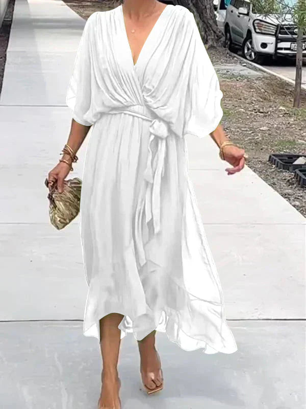 GINEVRA | Langes elegantes Kleid mit femininer Ausschnitt