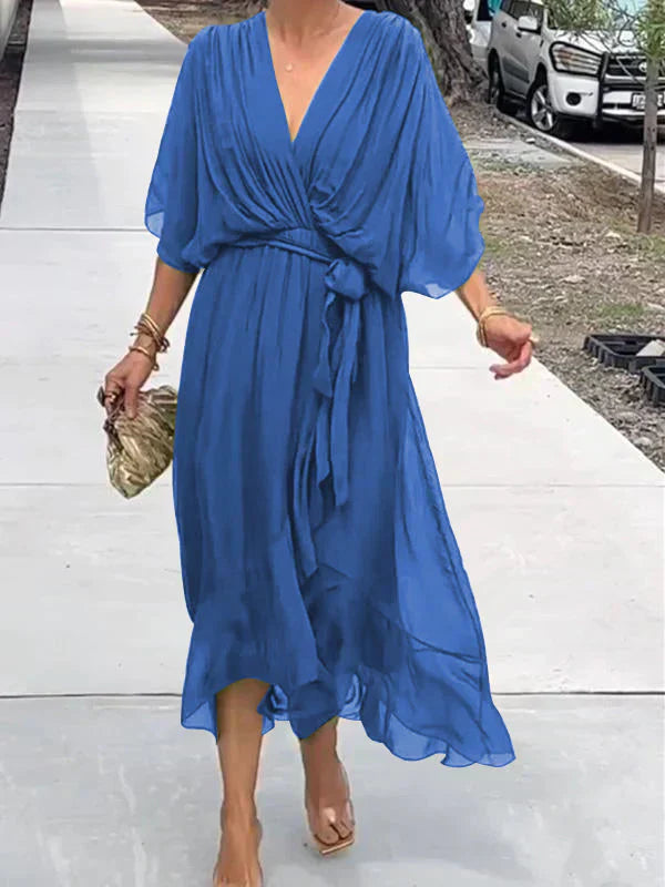 GINEVRA | Langes elegantes Kleid mit femininer Ausschnitt