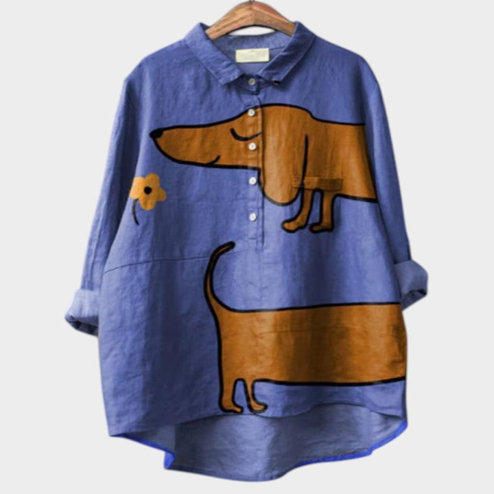 PALMIRA | Oversized Hemd mit Hundemotiv und Alltagskomfort für einen lockeren Look
