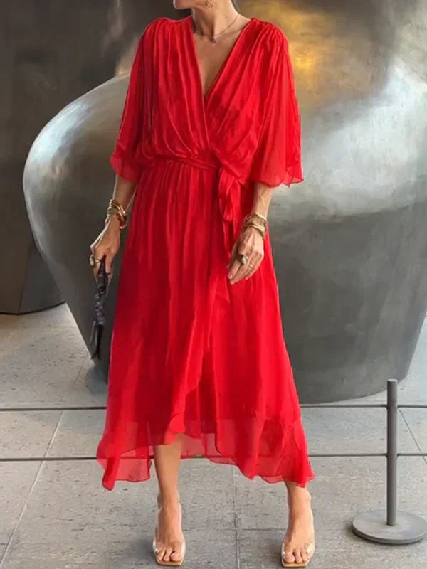 GINEVRA | Langes elegantes Kleid mit femininer Ausschnitt