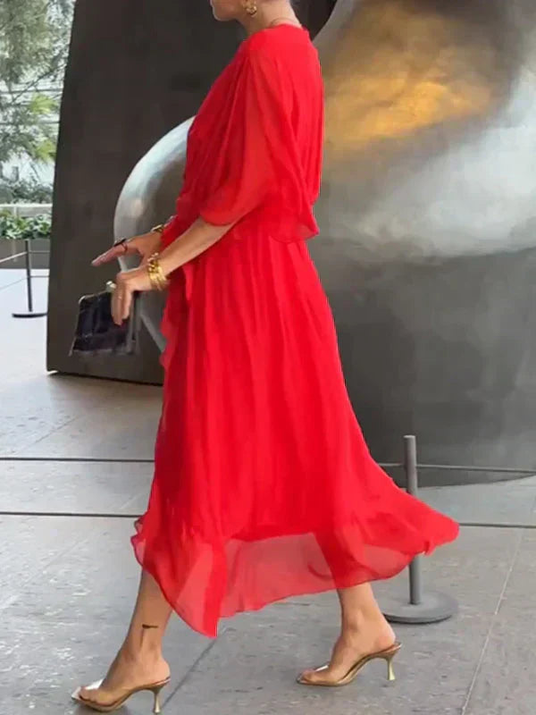 GINEVRA | Langes elegantes Kleid mit femininer Ausschnitt