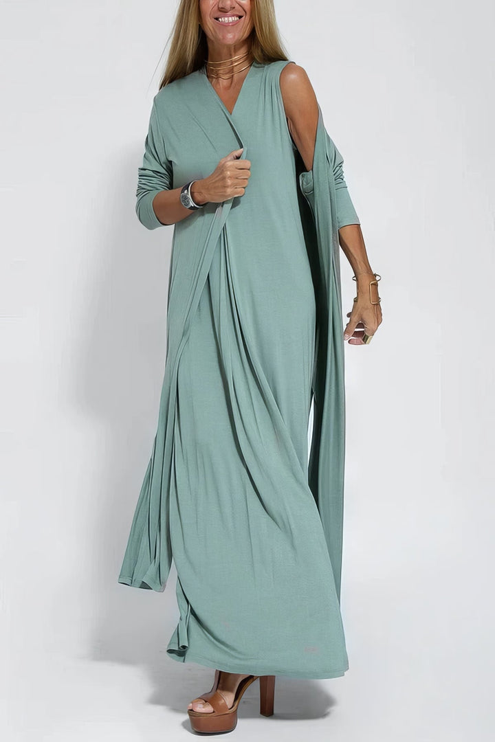 ELISE | Elegantes langes Kleid mit passenden Cardigan inklusive