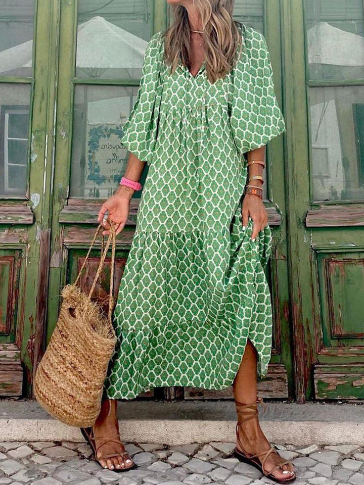 Bohemisches bedrucktes Maxikleid