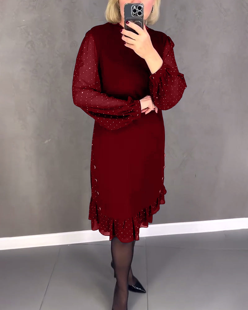 ELIANA | Elegantes Kleid mit transparenten Ärmeln und schmeichelhaftem Schnitt für Herbstveranstaltungen