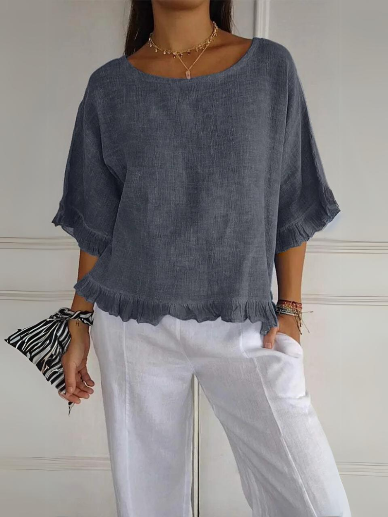Lena | Baumwoll-Spitzenbluse mit Rüschen