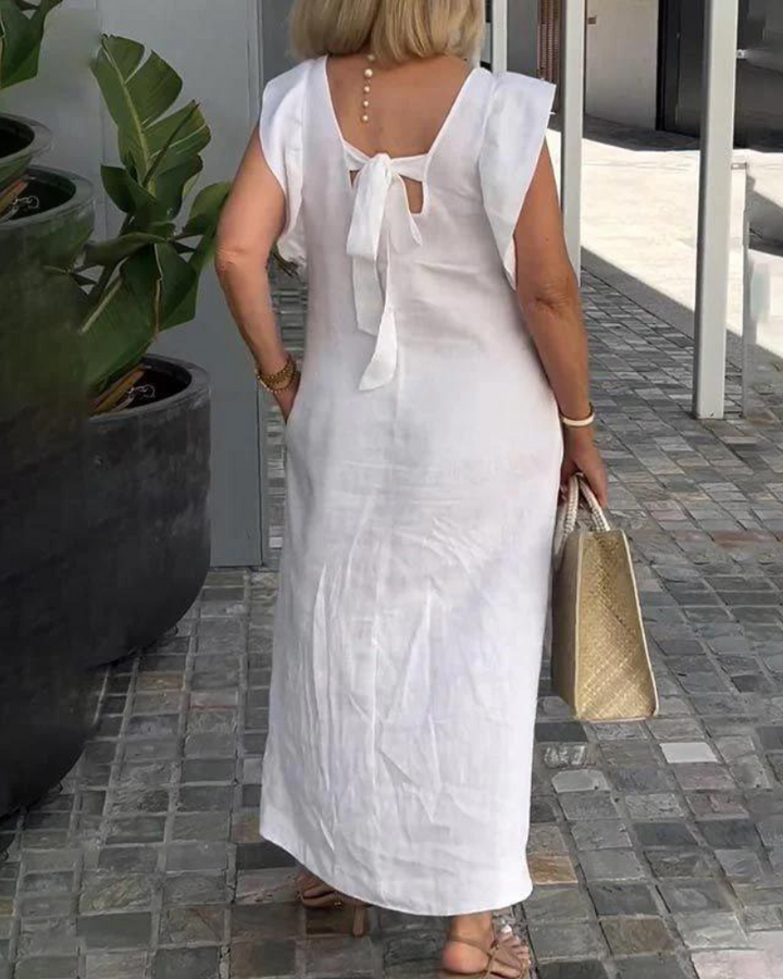 Lena | Elegantes ärmelloses Kleid aus Baumwoll-Leinen