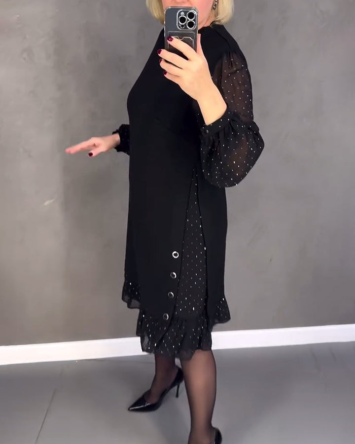 ELIANA | Elegantes Kleid mit transparenten Ärmeln und schmeichelhaftem Schnitt für Herbstveranstaltungen