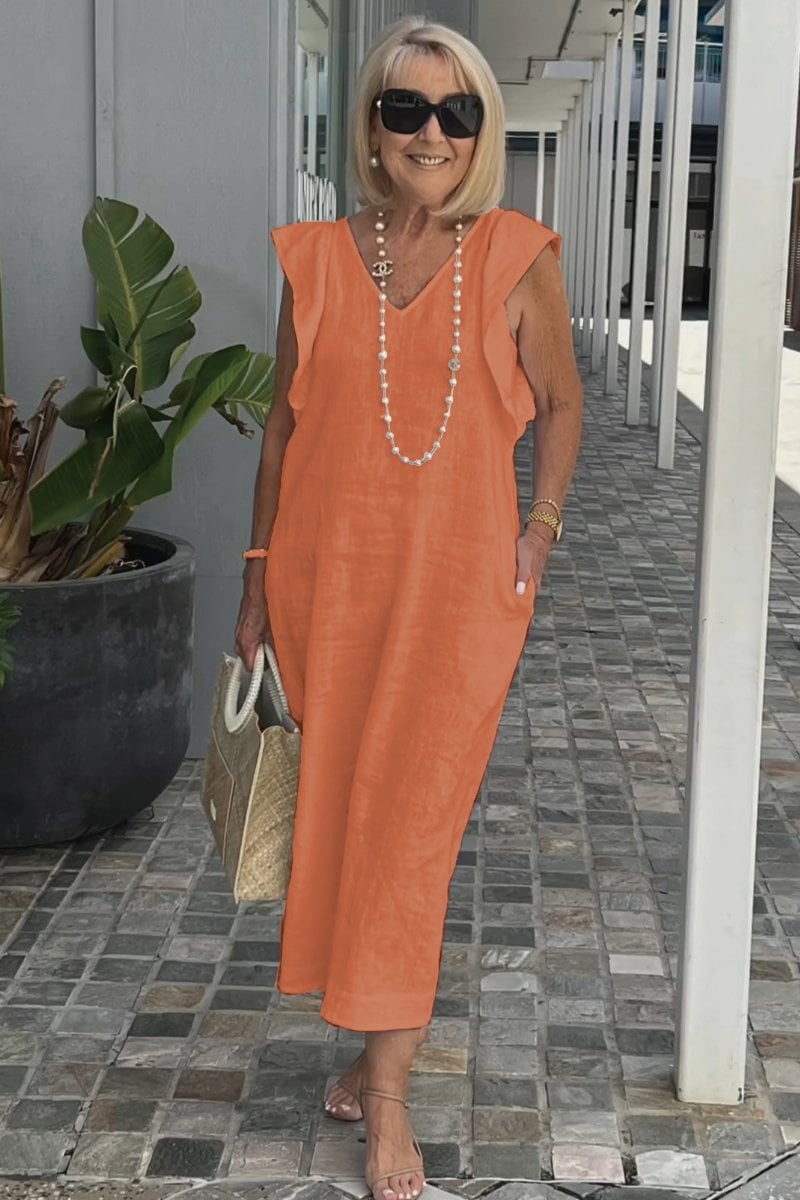 Lena | Elegantes ärmelloses Kleid aus Baumwoll-Leinen