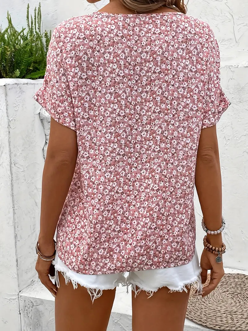 Cindy™ | Blusentop mit Blumenmuster und Schalkragen