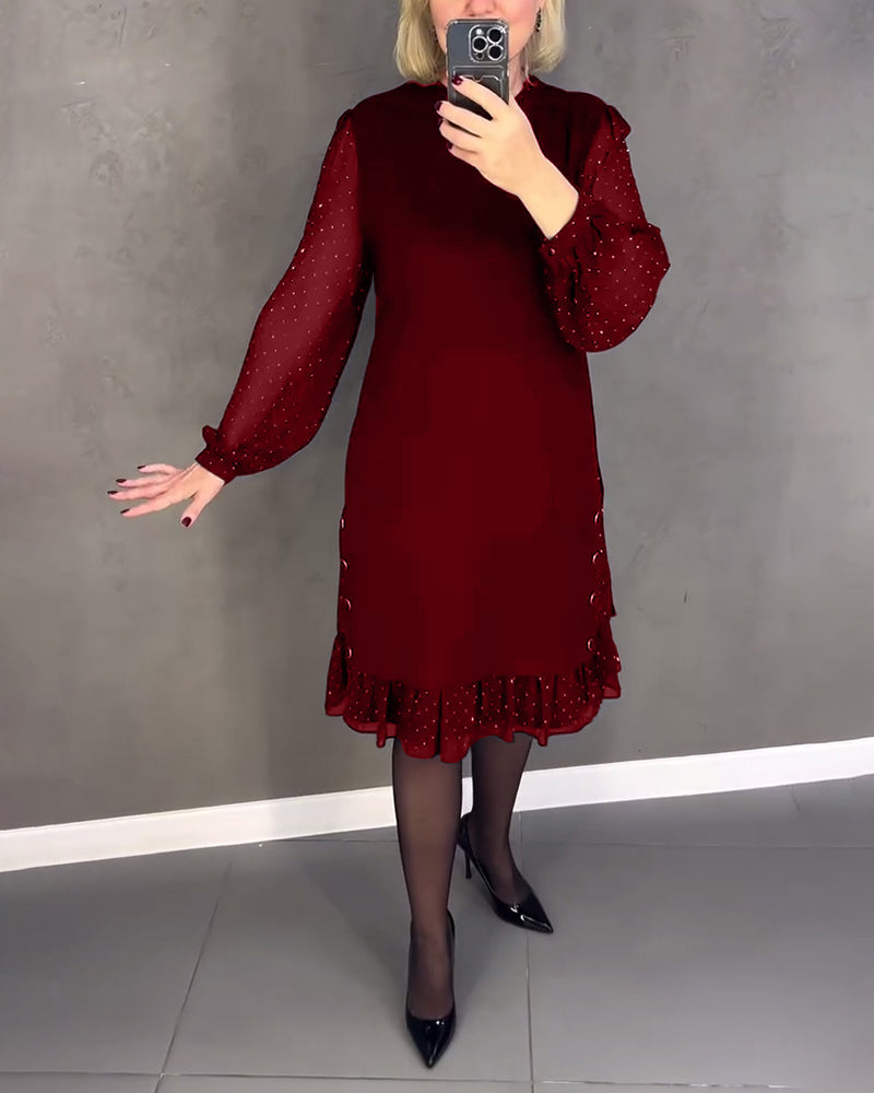ELIANA | Elegantes Kleid mit transparenten Ärmeln und schmeichelhaftem Schnitt für Herbstveranstaltungen