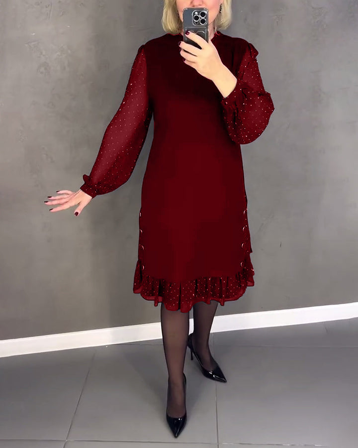 ELIANA | Elegantes Kleid mit transparenten Ärmeln und schmeichelhaftem Schnitt für Herbstveranstaltungen