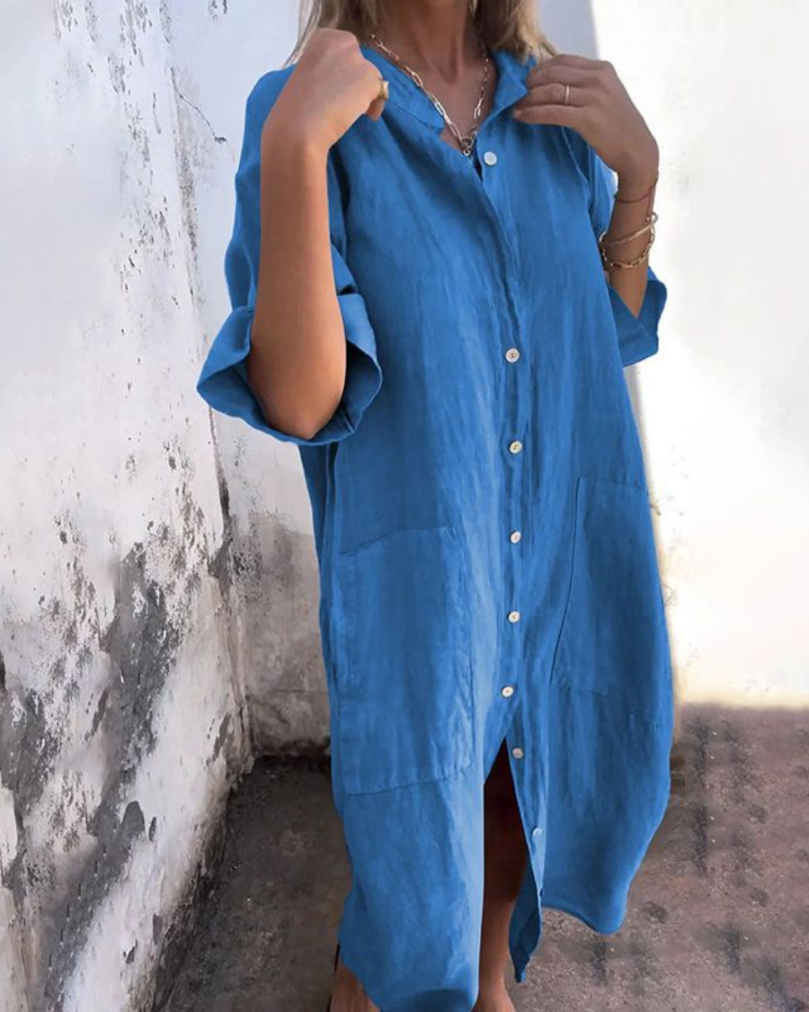 Melanie™ | Lässiges, knöchellanges Hemdkleid im Ibiza-Stil
