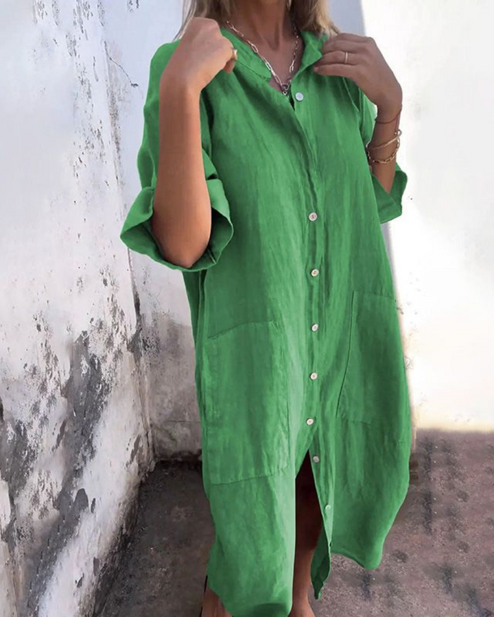 Melanie™ | Lässiges, knöchellanges Hemdkleid im Ibiza-Stil