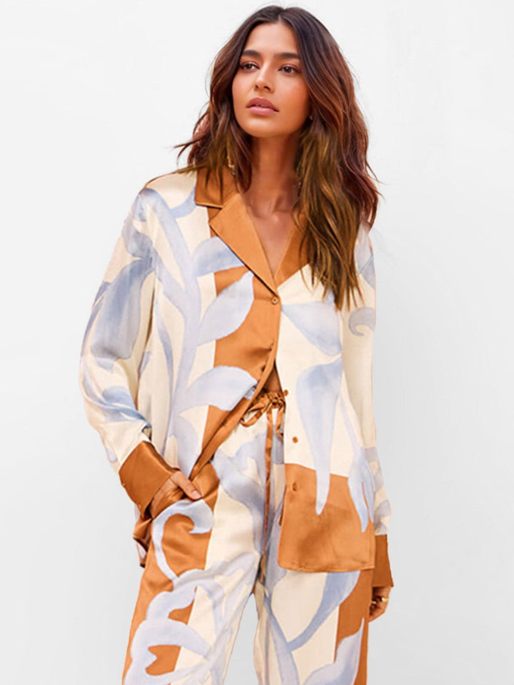 Vollständiges Golden Leaf – Oversized-Hemd und passende Hose
