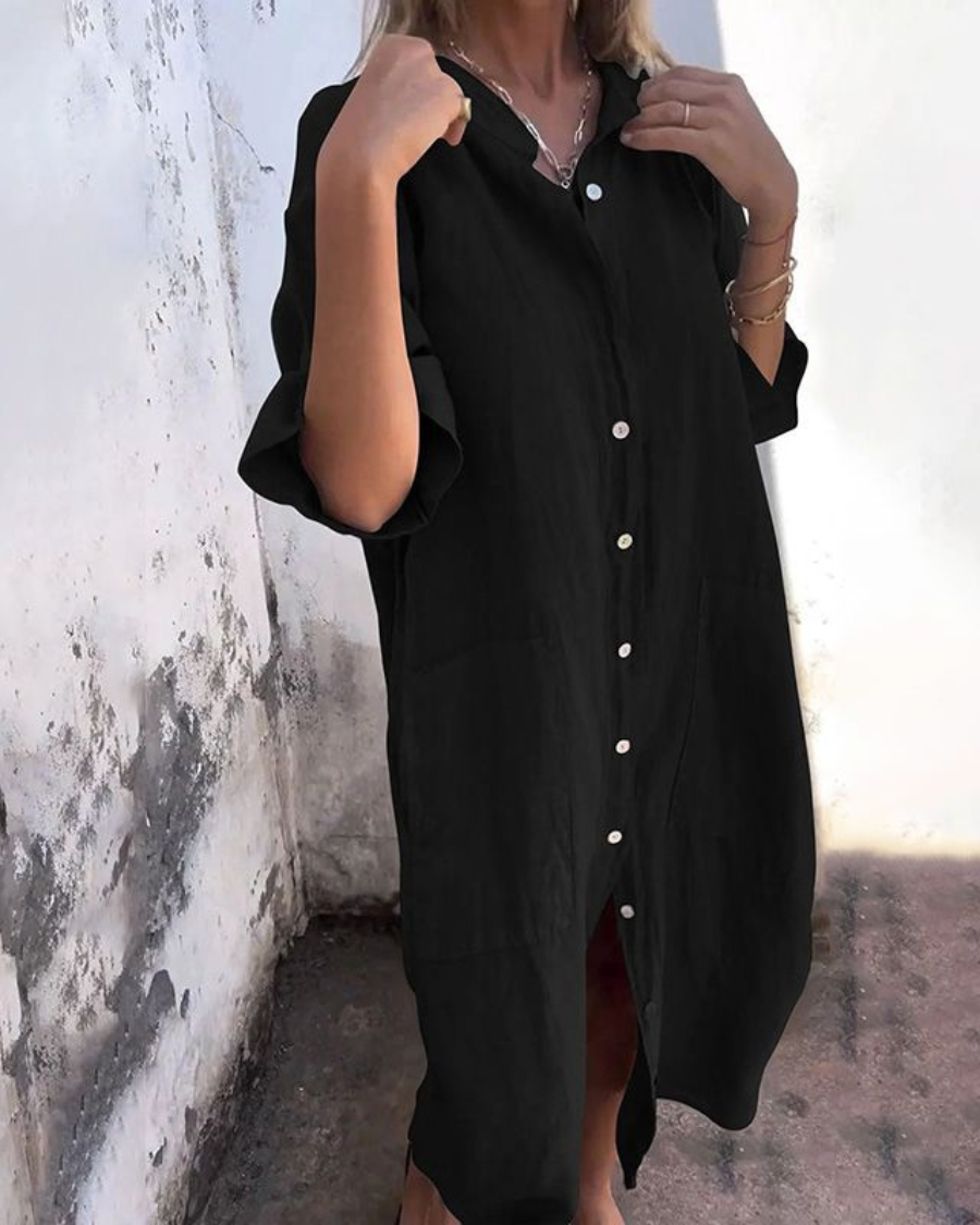 Melanie™ | Lässiges, knöchellanges Hemdkleid im Ibiza-Stil
